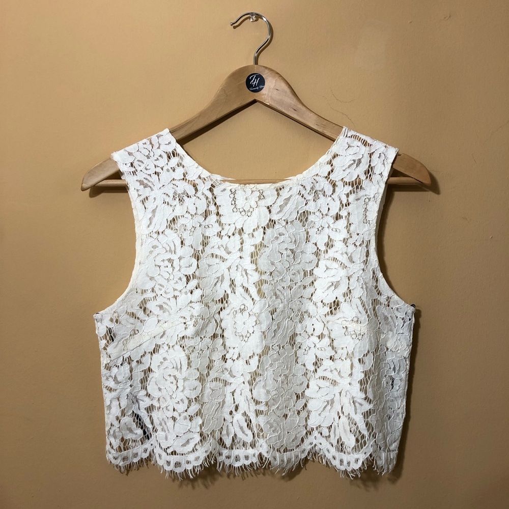 Jenny Yoo Cleo Lace Crop Tank Sz S